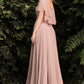 A-Line Chiffon Gown With Caplet - RoshelLuxe.com