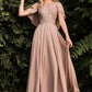 A-Line Chiffon Gown With Caplet - RoshelLuxe.com