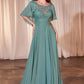 A-Line Chiffon Gown With Caplet - RoshelLuxe.com