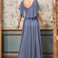 A-Line Chiffon Gown With Caplet - RoshelLuxe.com