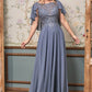 A-Line Chiffon Gown With Caplet - RoshelLuxe.com