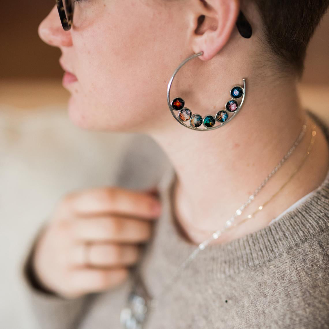 Nebula Rainbow Pride Hoop Earrings - RoshelLuxe.com