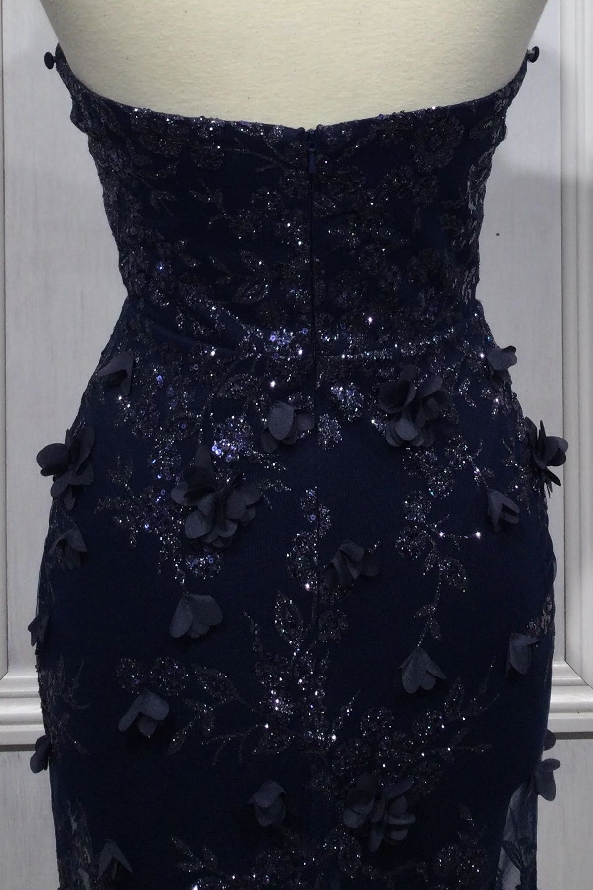 Strapless Fitted Gown With Lace Cape - RoshelLuxe.com