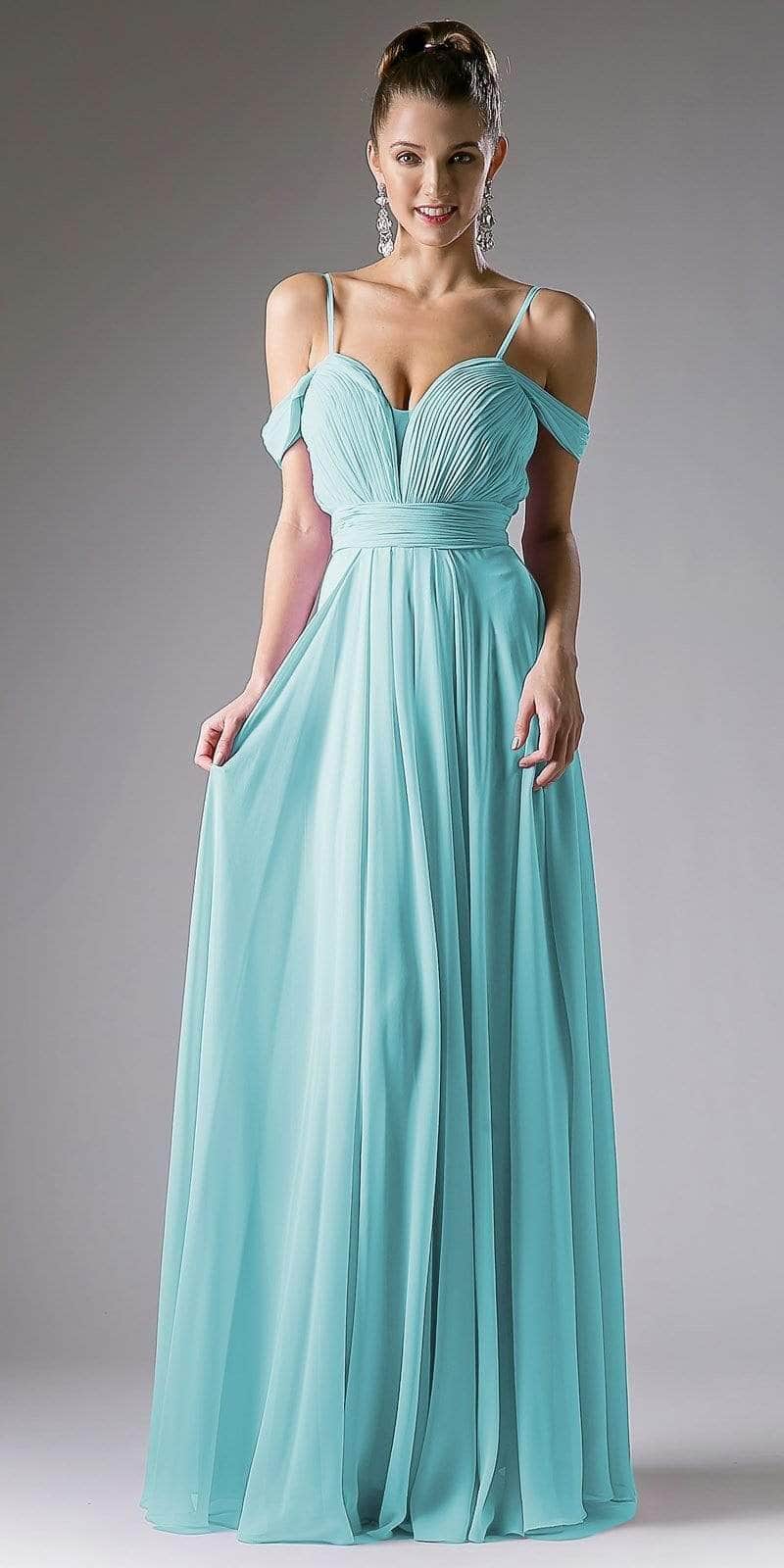 A-line Chiffon Gown with Off the Shoulder Sleeve - RoshelLuxe.com