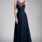 A-Line Chiffon Dress with Illusion Neckline - RoshelLuxe.com