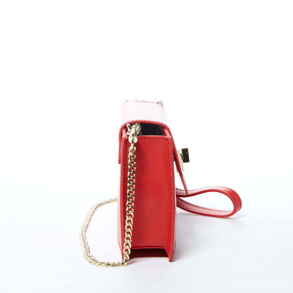 Mini Crossbody Bag Small Leather Red Purse Wristlet Women's Handbag