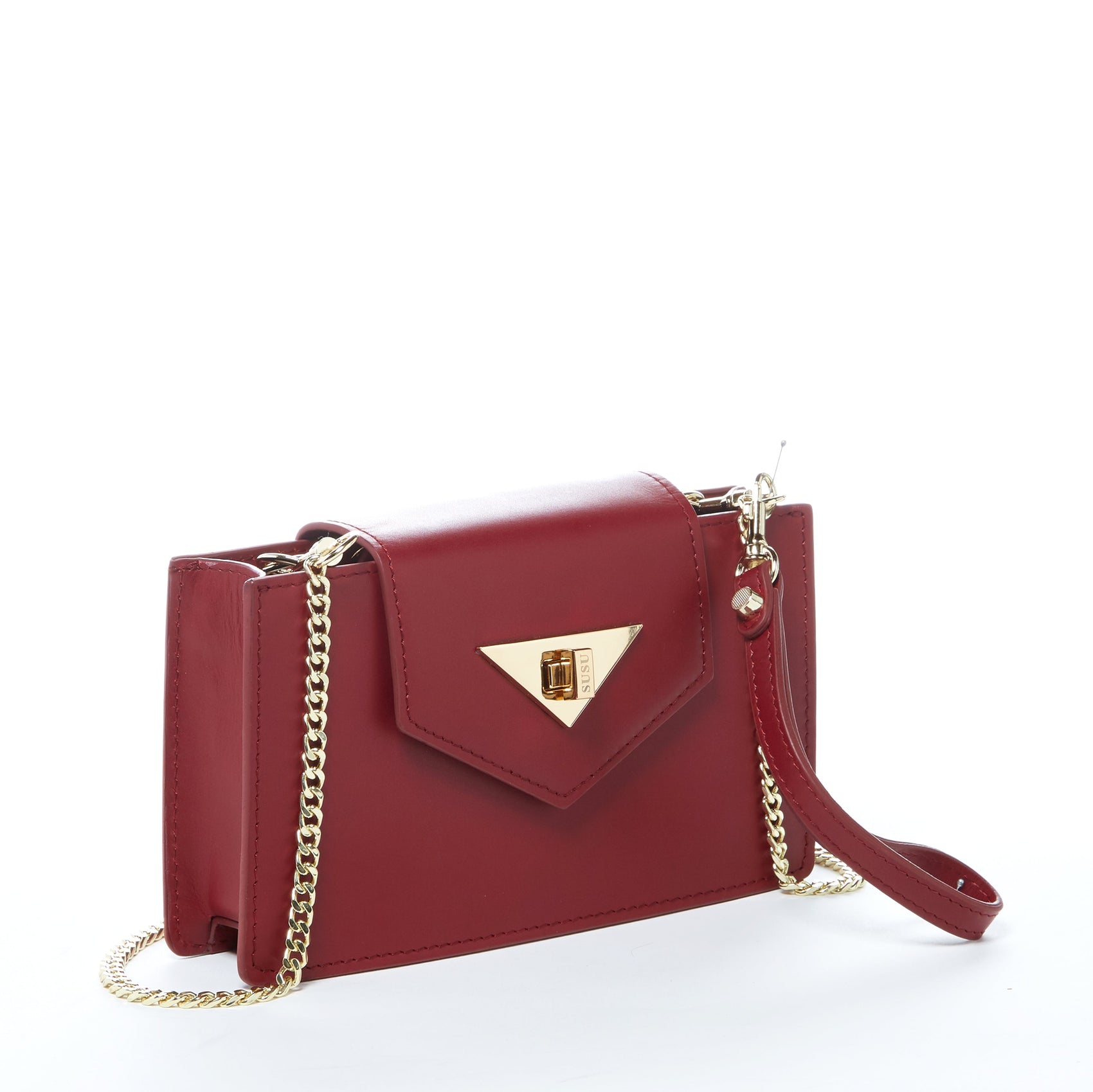 Mini Crossbody Bag Small Leather Burgundy Purse Wristlet Women's Handbag - RoshelLuxe.com