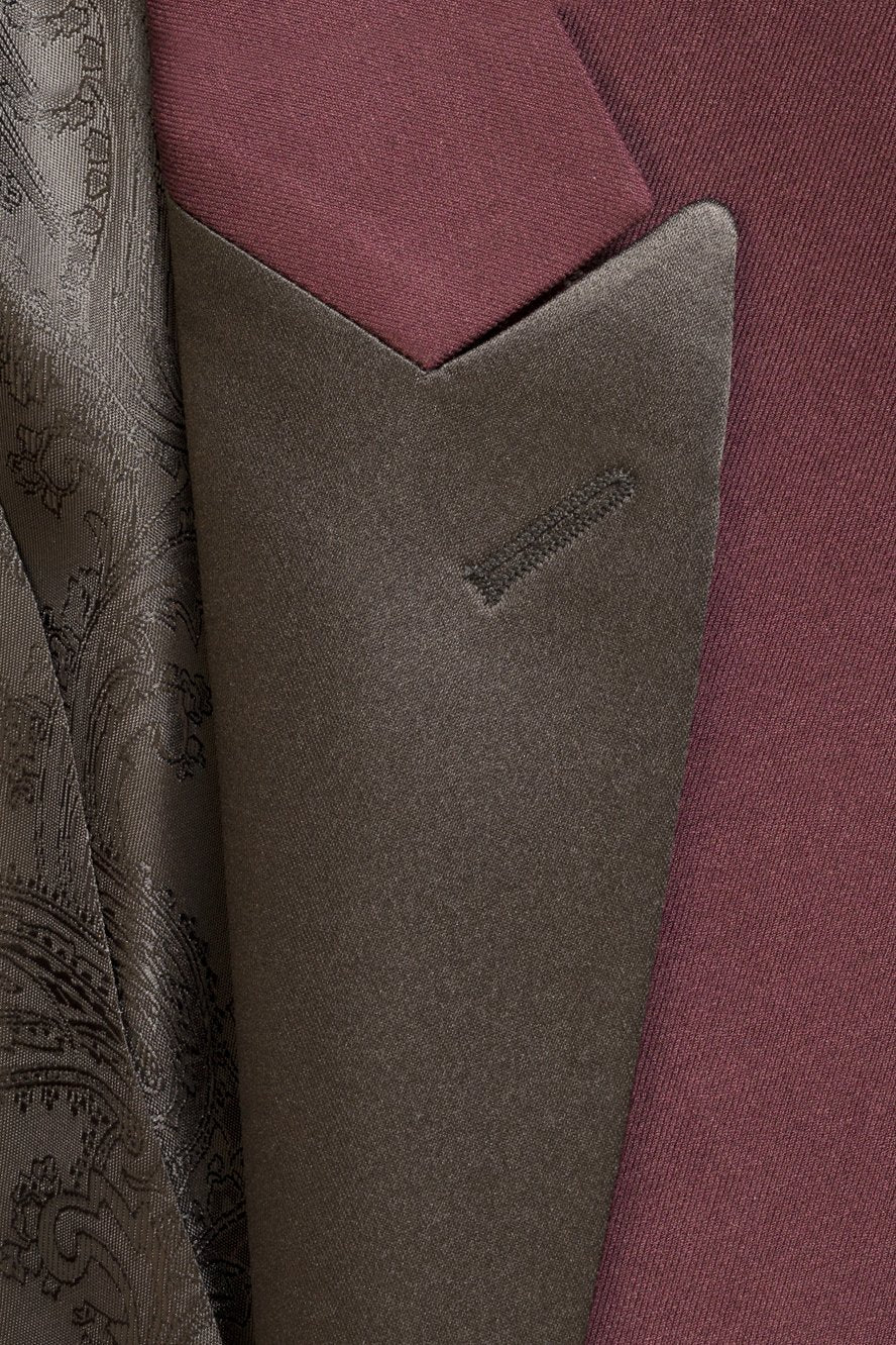 "Milan" Burgundy Tuxedo Jacket Peak (Separates) - RoshelLuxe.com