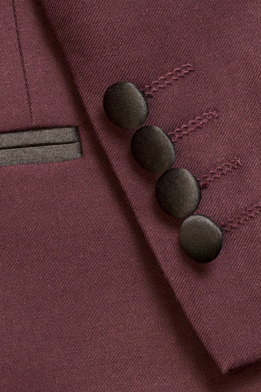"Milan" Burgundy Tuxedo Jacket Peak (Separates) - RoshelLuxe.com