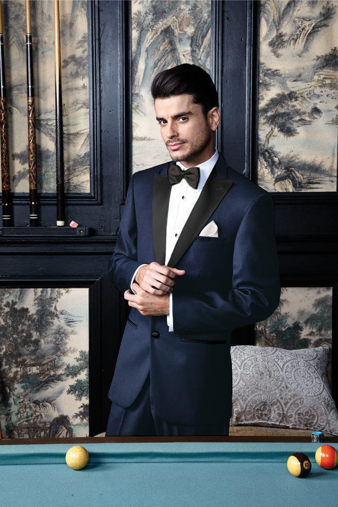 "Milan" Midnight Navy Tuxedo Jacket Peak (Separates) - RoshelLuxe.com