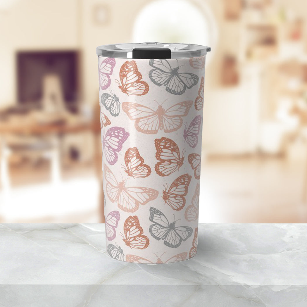 Orange and Pink Butterfly Travel Mug - RoshelLuxe.com
