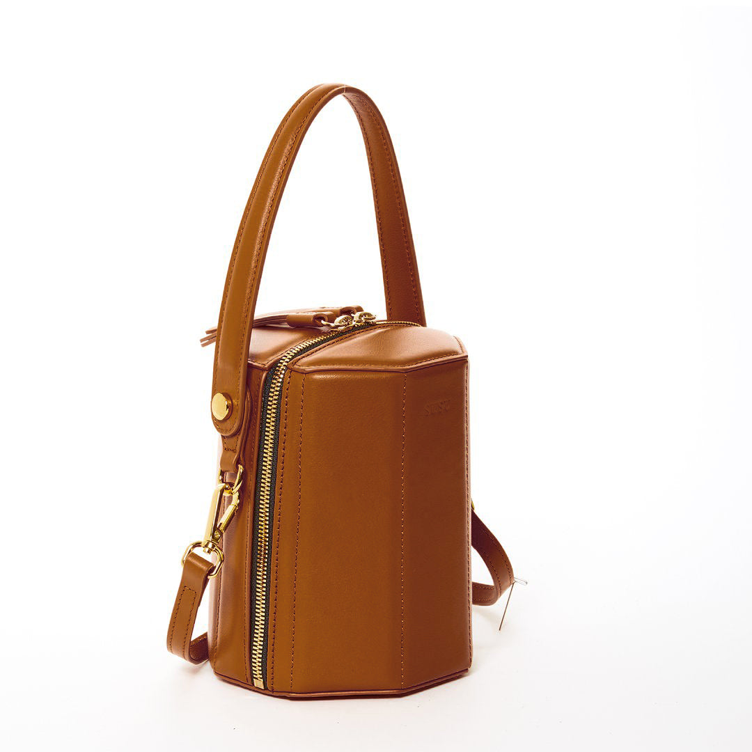 Brown Leather Bucket Bag Small Crossbody Purse Women's Handbag