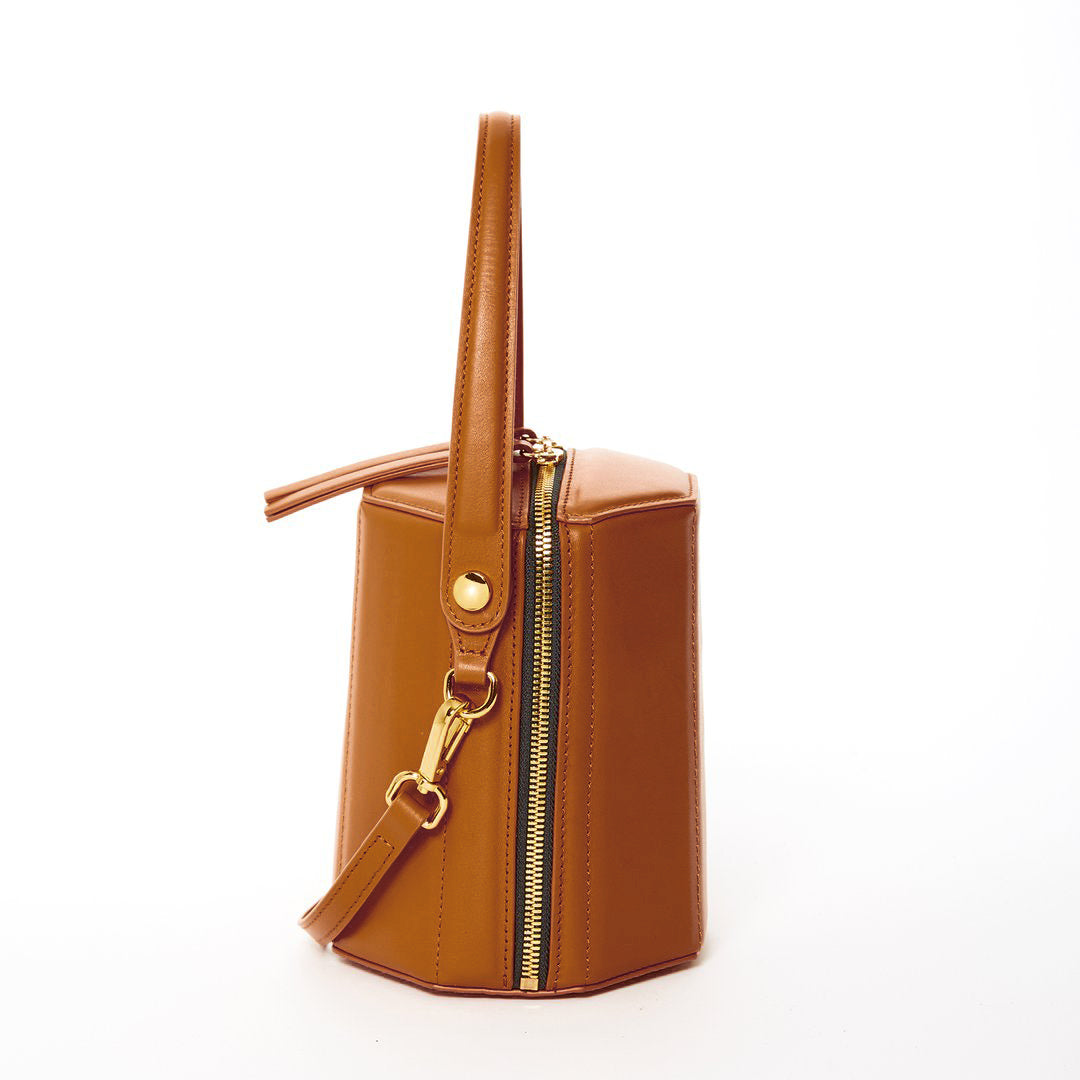 Brown Leather Bucket Bag Small Crossbody Purse Women's Handbag - RoshelLuxe.com