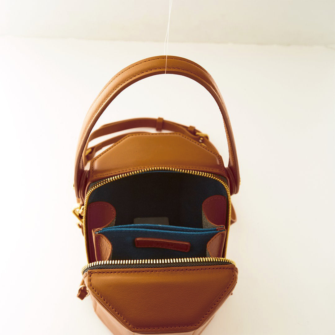Brown Leather Bucket Bag Small Crossbody Purse Women's Handbag - RoshelLuxe.com