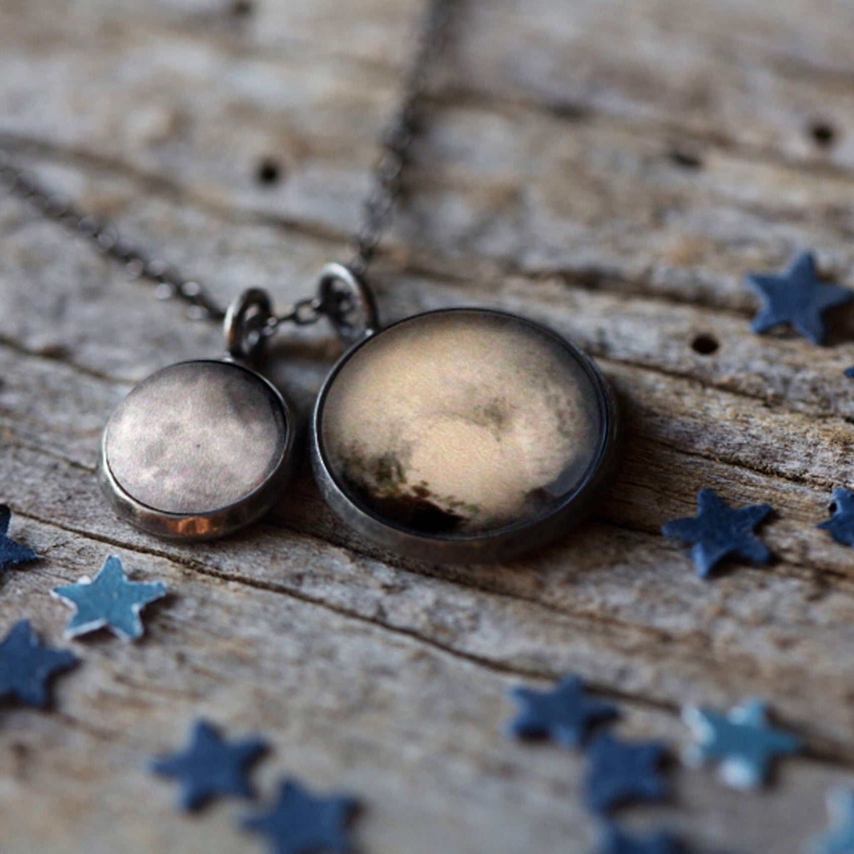 Pluto and Charon Layered Space Necklace - RoshelLuxe.com