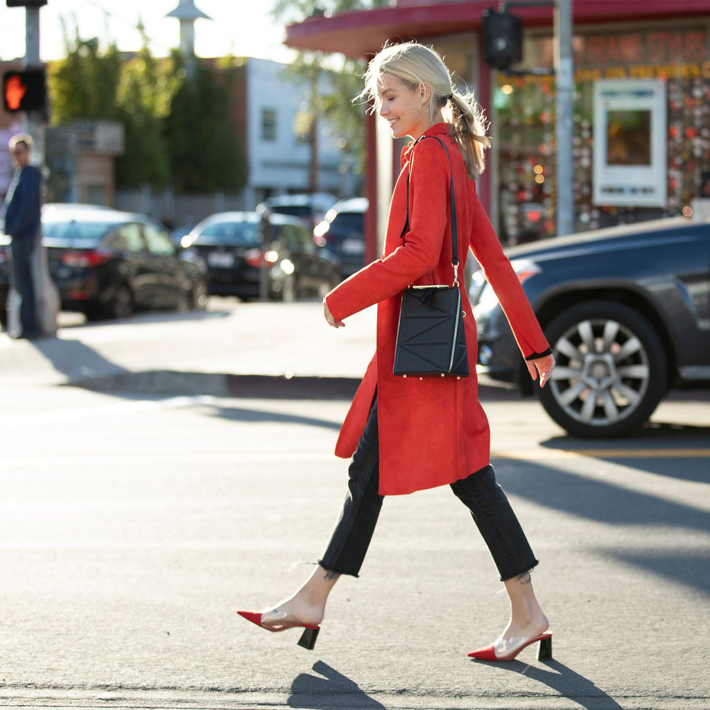 Black Leather Backpack Purse for Women Unique Convertible Crossbody Bag