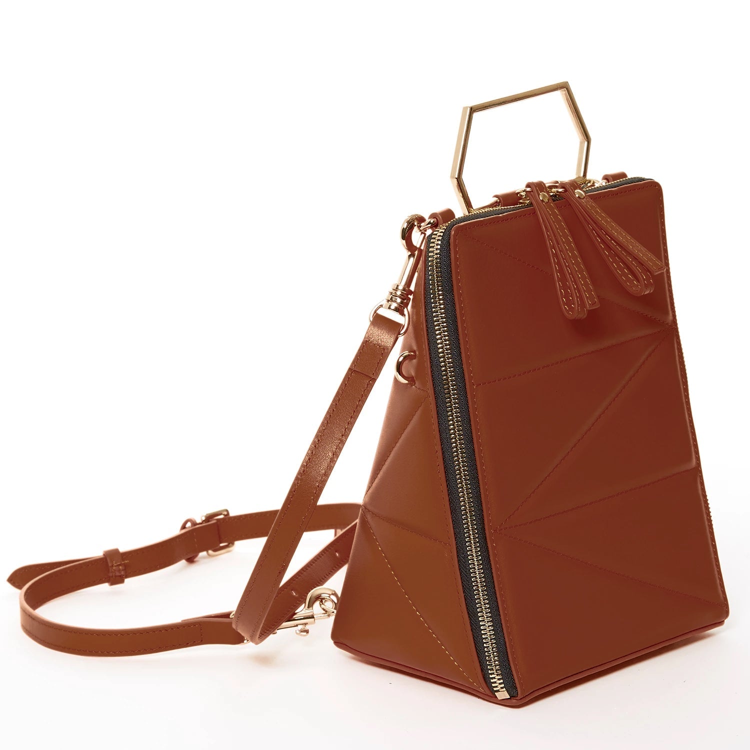 Brown Leather Backpack Purse for Women Unique Convertible Crossbody Bag - RoshelLuxe.com