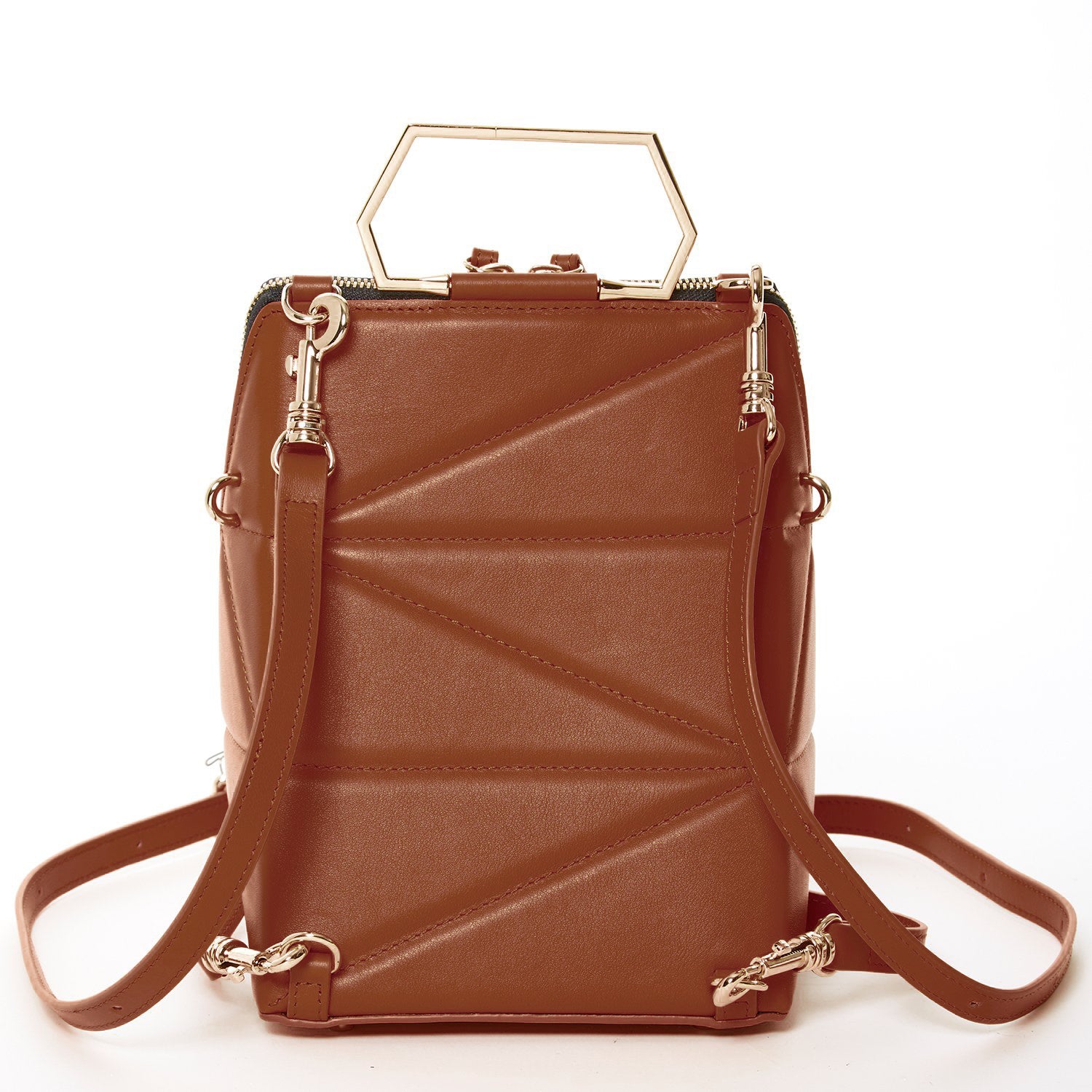 Brown Leather Backpack Purse for Women Unique Convertible Crossbody Bag - RoshelLuxe.com