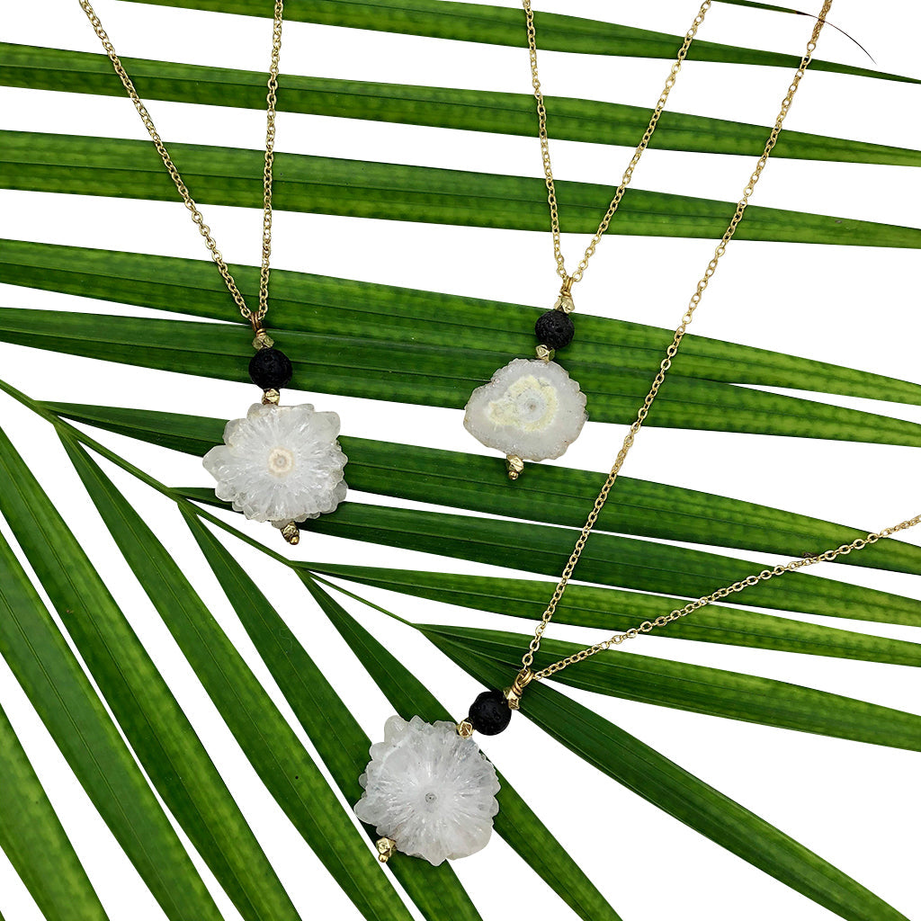 Solar Quartz Lava Necklace - RoshelLuxe.com