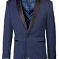 "Sebastian" Indigo Pindot Tuxedo Jacket Shawl (Separates) - RoshelLuxe.com