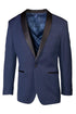 "Sebastian" Indigo Pindot Tuxedo Jacket Shawl (Separates) - RoshelLuxe.com