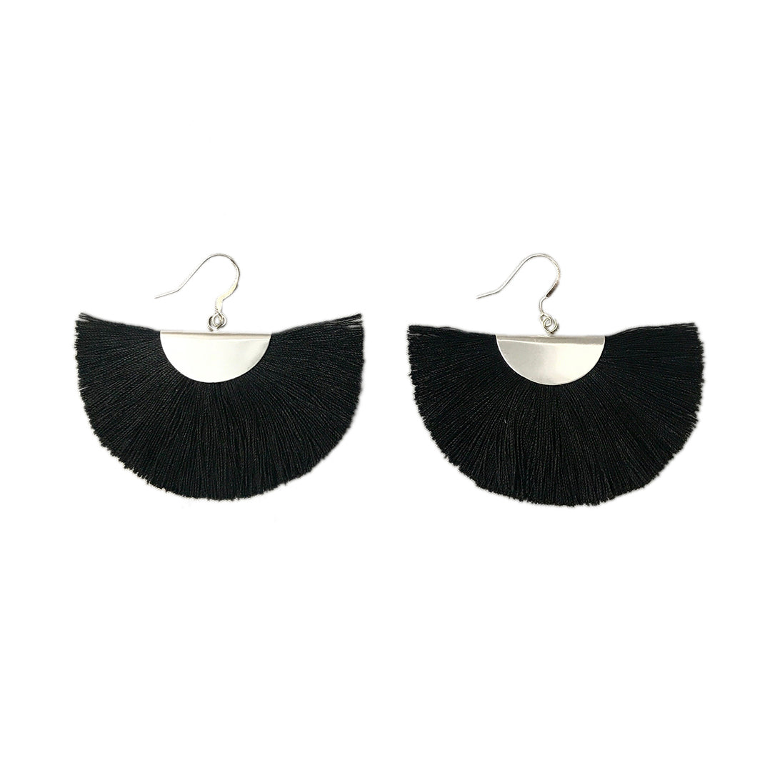 Silver Half Moon Fan Earrings - RoshelLuxe.com