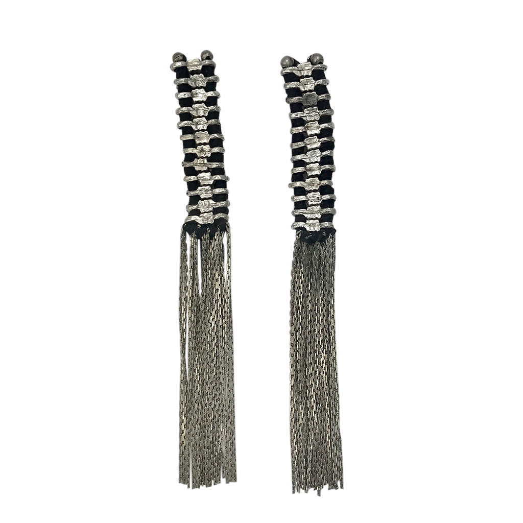 Silver Temple Tassel Earrings - RoshelLuxe.com