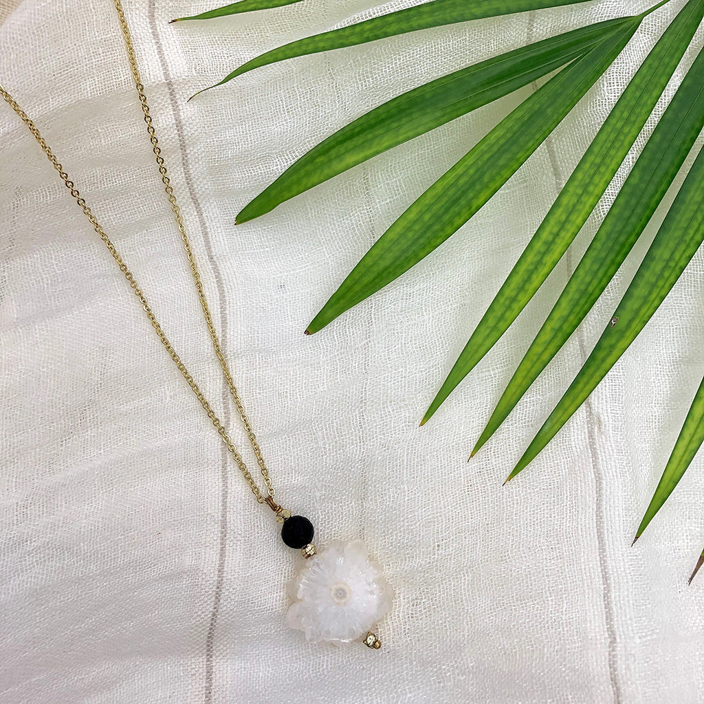 Solar Quartz Lava Necklace - RoshelLuxe.com