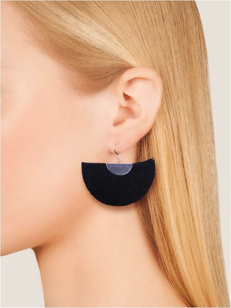 Silver Half Moon Fan Earrings - RoshelLuxe.com