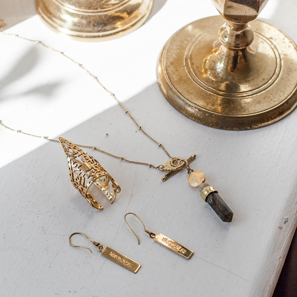 Peace bar earrings minimalist handmade jewelry for women - RoshelLuxe.com