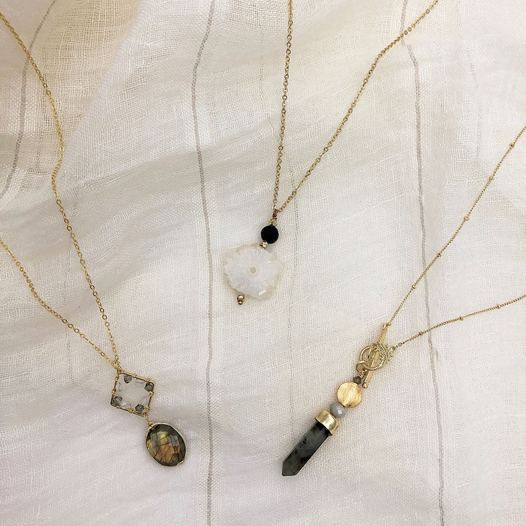 Labradorite Lariat Necklace - RoshelLuxe.com