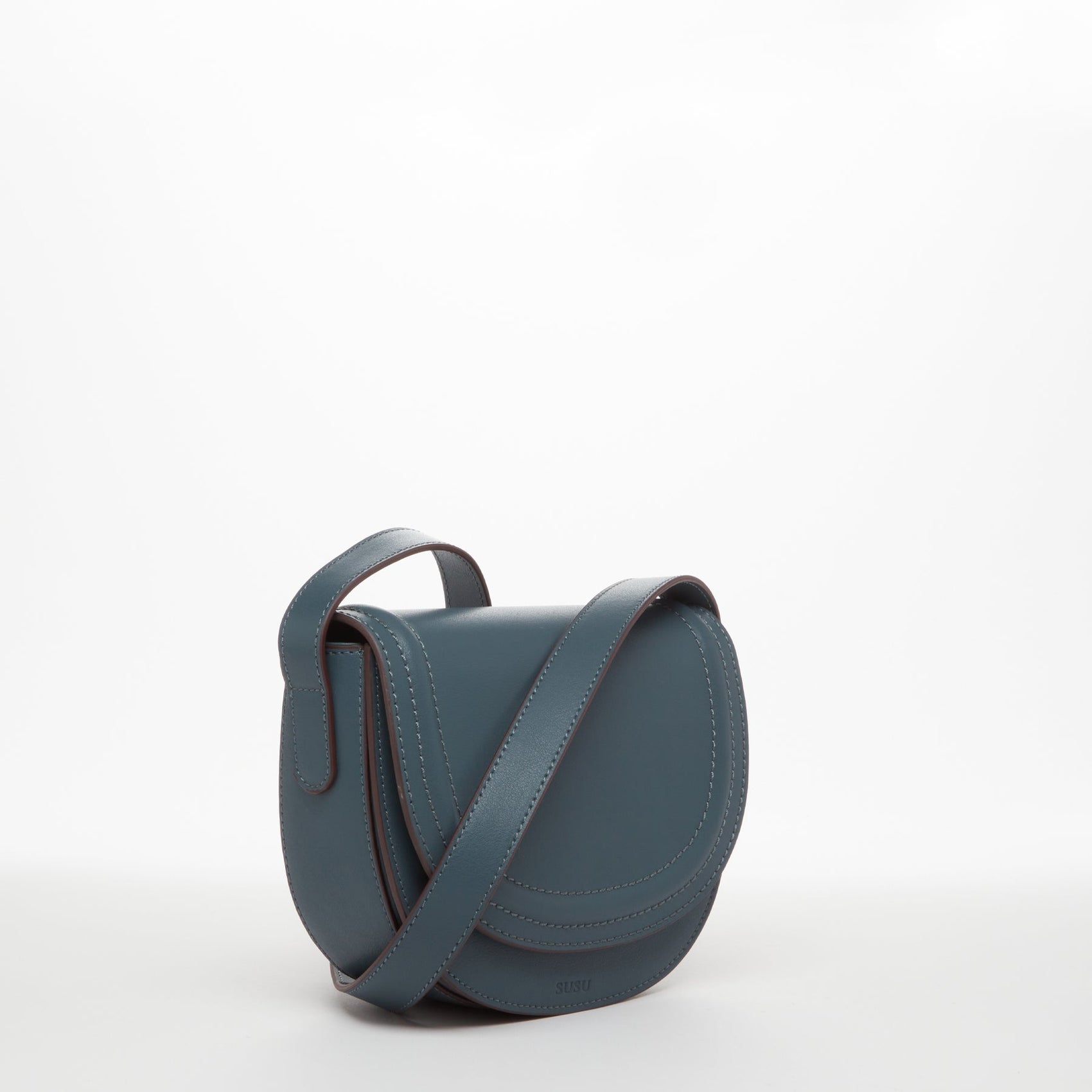 Leather Saddle Bag Blue Crossbody Purse - RoshelLuxe.com