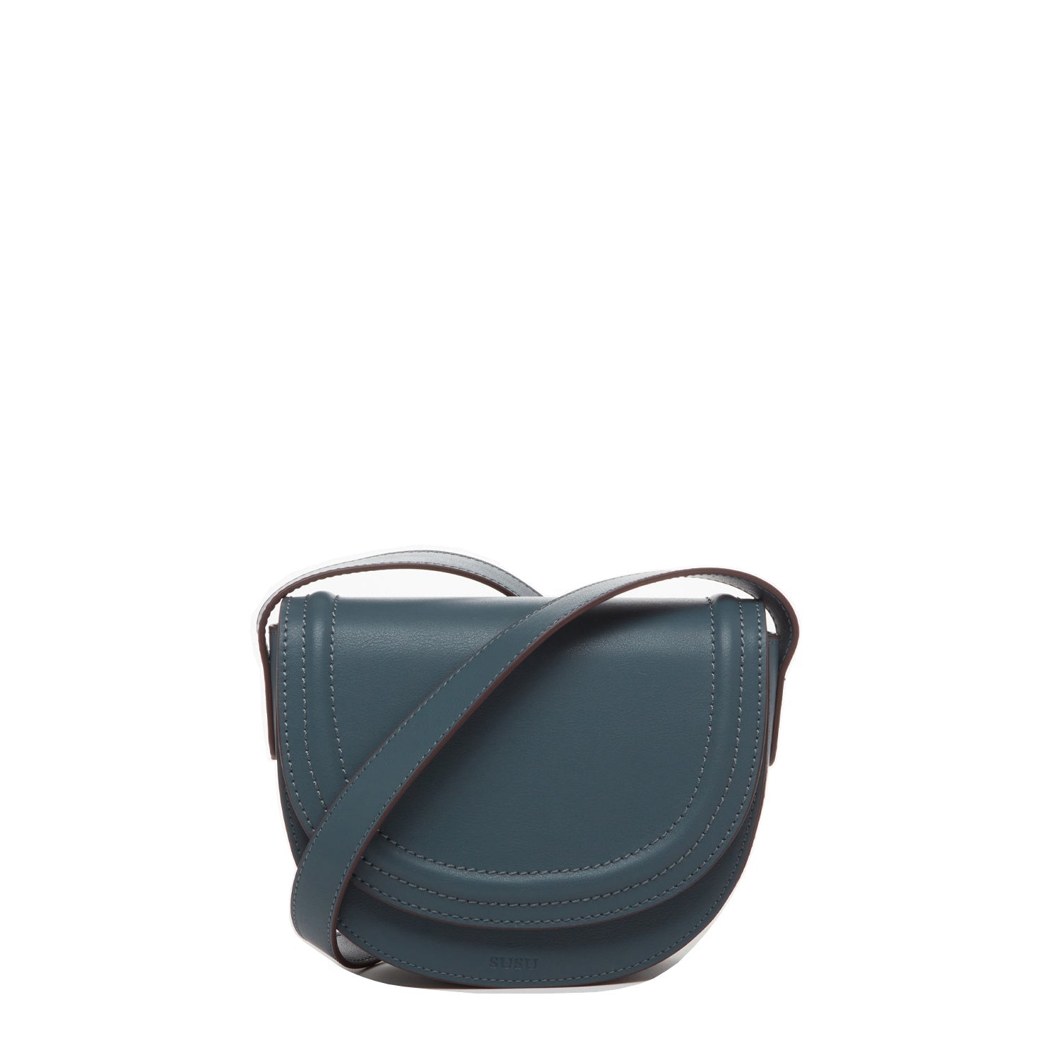 Leather Saddle Bag Blue Crossbody Purse