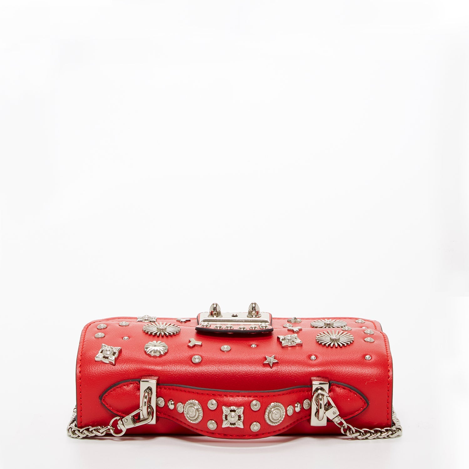 Studded Small Leather Crossbody Bag Red Purse