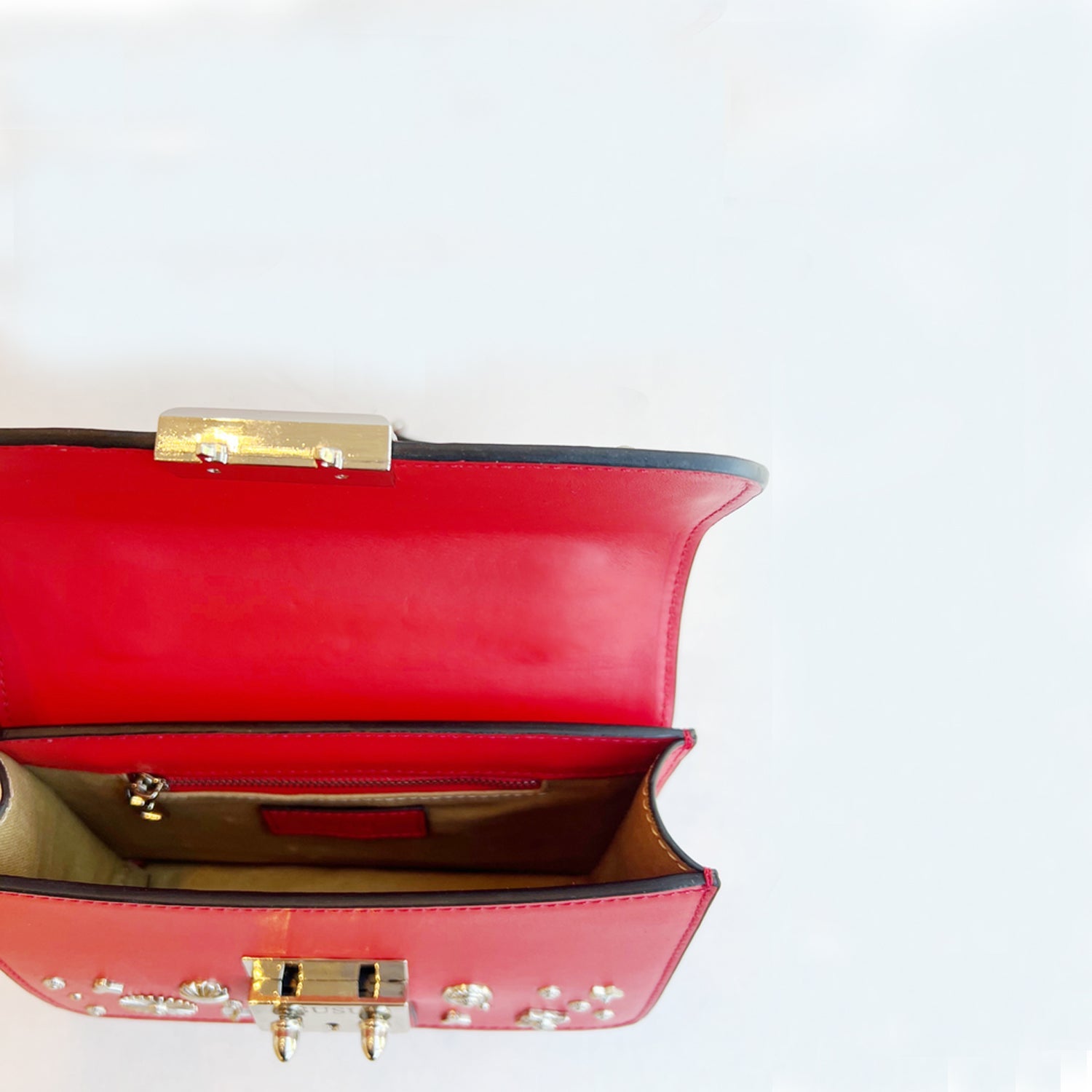 Studded Small Leather Crossbody Bag Red Purse - RoshelLuxe.com
