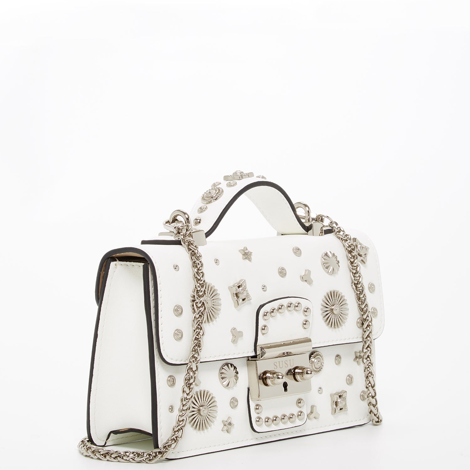 White Purse Small Leather Crossbody Bag - RoshelLuxe.com