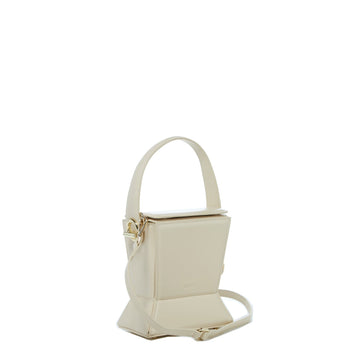 Cream Leather Bucket Bag Off White Unique Leather Crossbody Purse Women's Handbag
