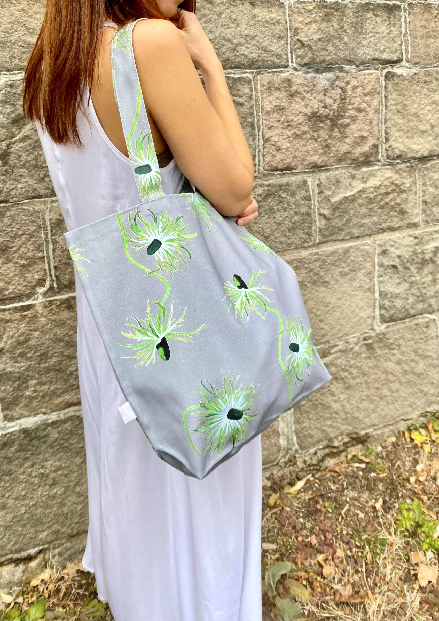 Tote Bag: Thistle on Grey - RoshelLuxe.com