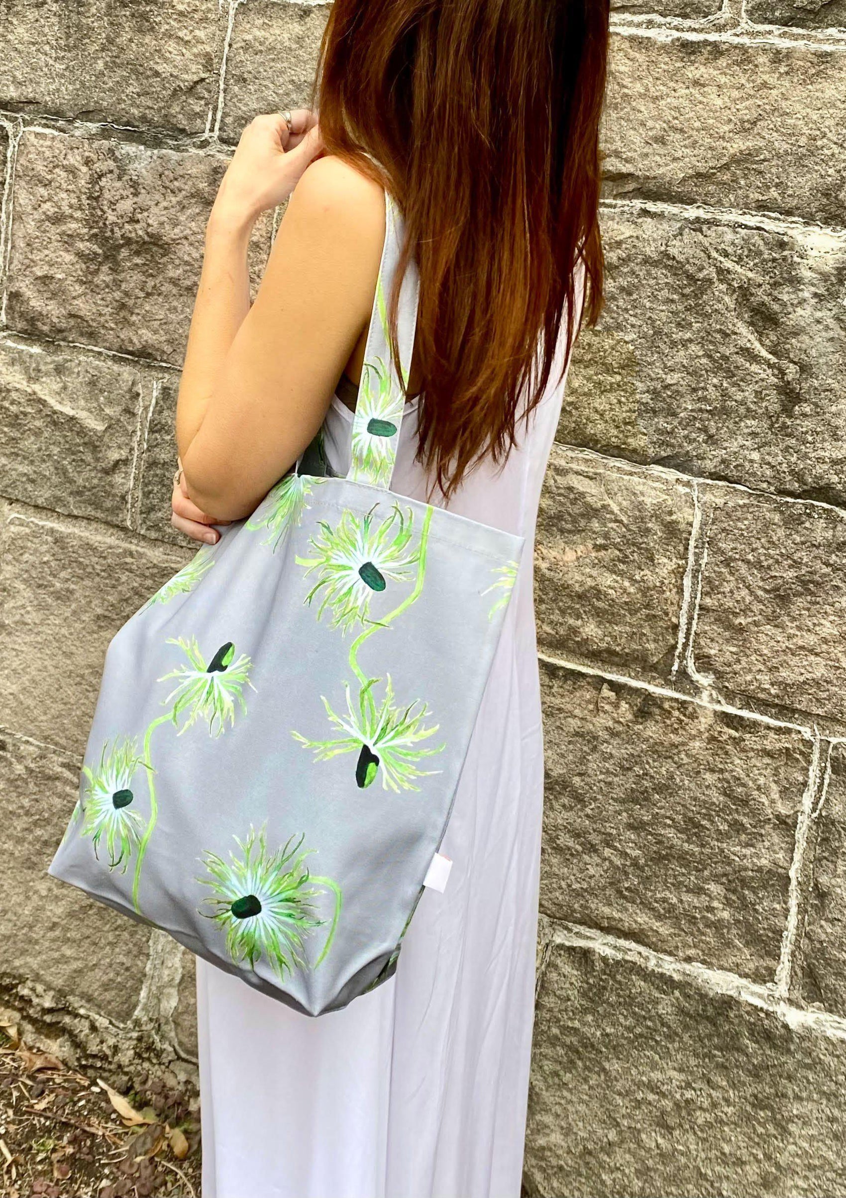 Tote Bag: Thistle on Grey - RoshelLuxe.com