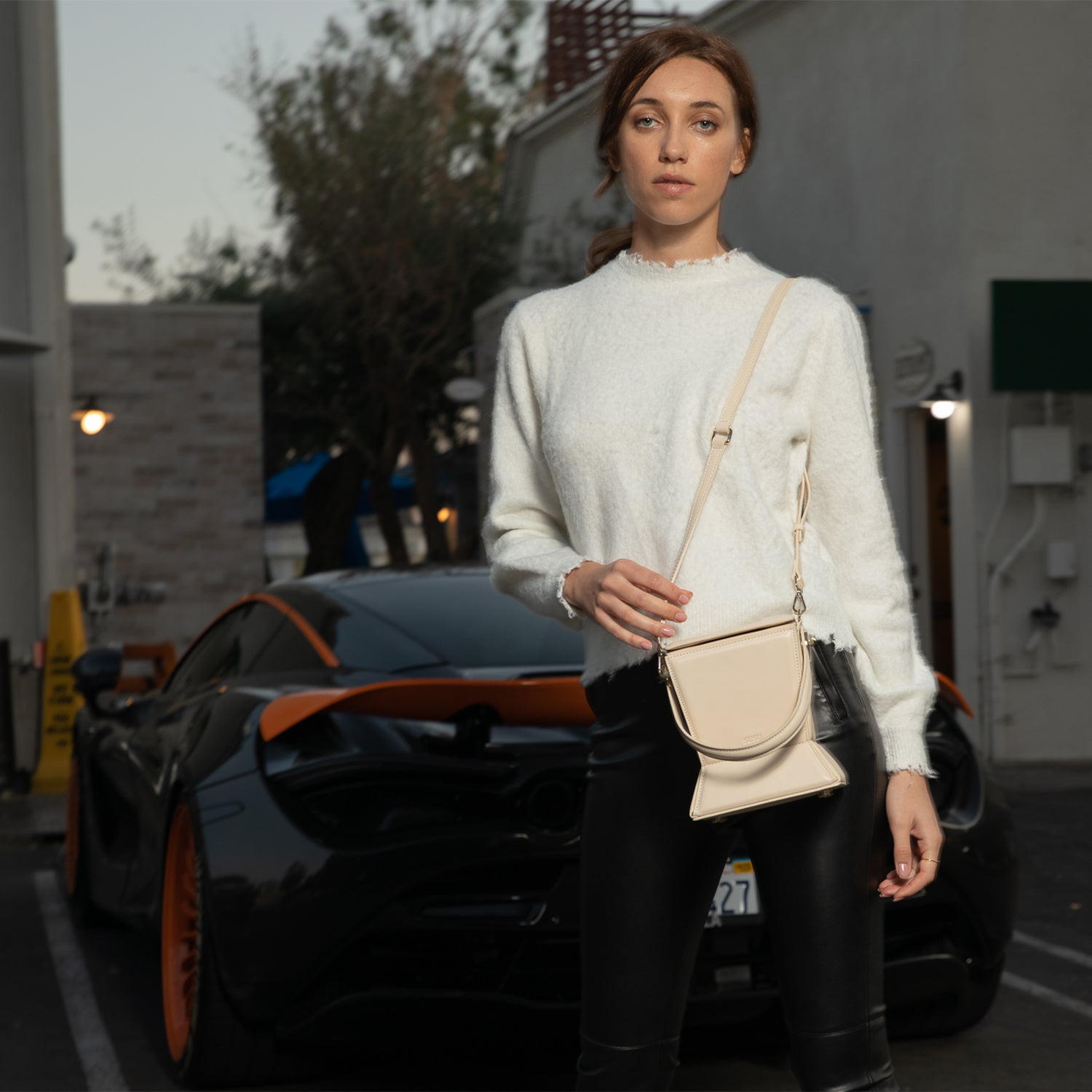 Cream Leather Bucket Bag Off White Unique Leather Crossbody Purse Women's Handbag - RoshelLuxe.com