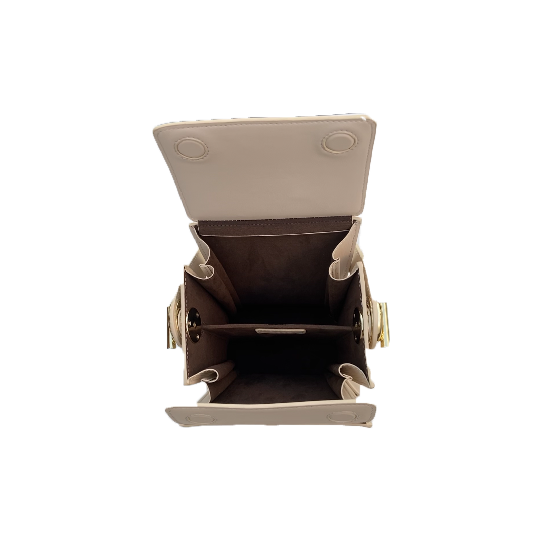 Cream Leather Bucket Bag Off White Unique Leather Crossbody Purse Women's Handbag