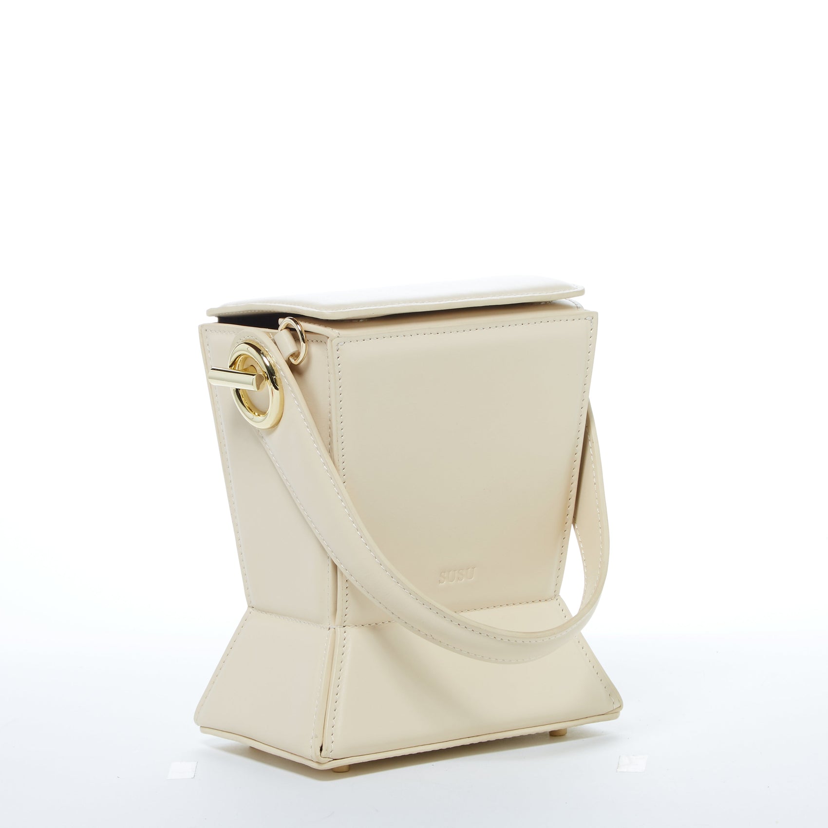 Cream Leather Bucket Bag Off White Unique Leather Crossbody Purse Women's Handbag - RoshelLuxe.com