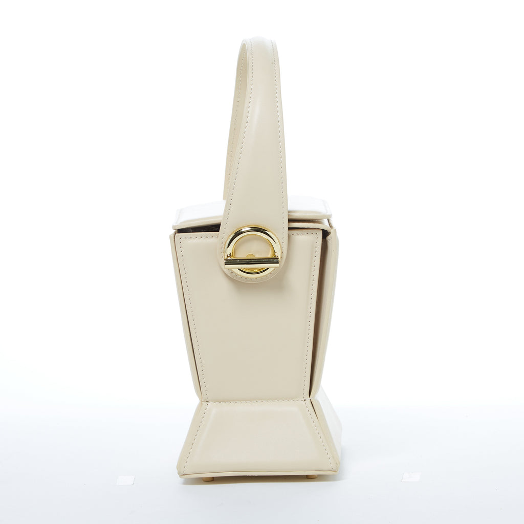 Cream Leather Bucket Bag Off White Unique Leather Crossbody Purse Women's Handbag