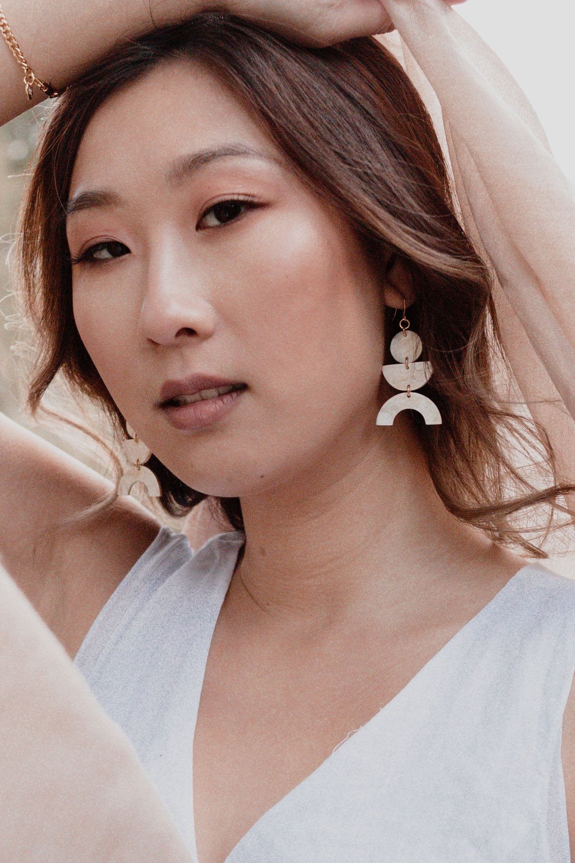 Vui Mung Geometric Buffalo Horn Statement Earrings - RoshelLuxe.com
