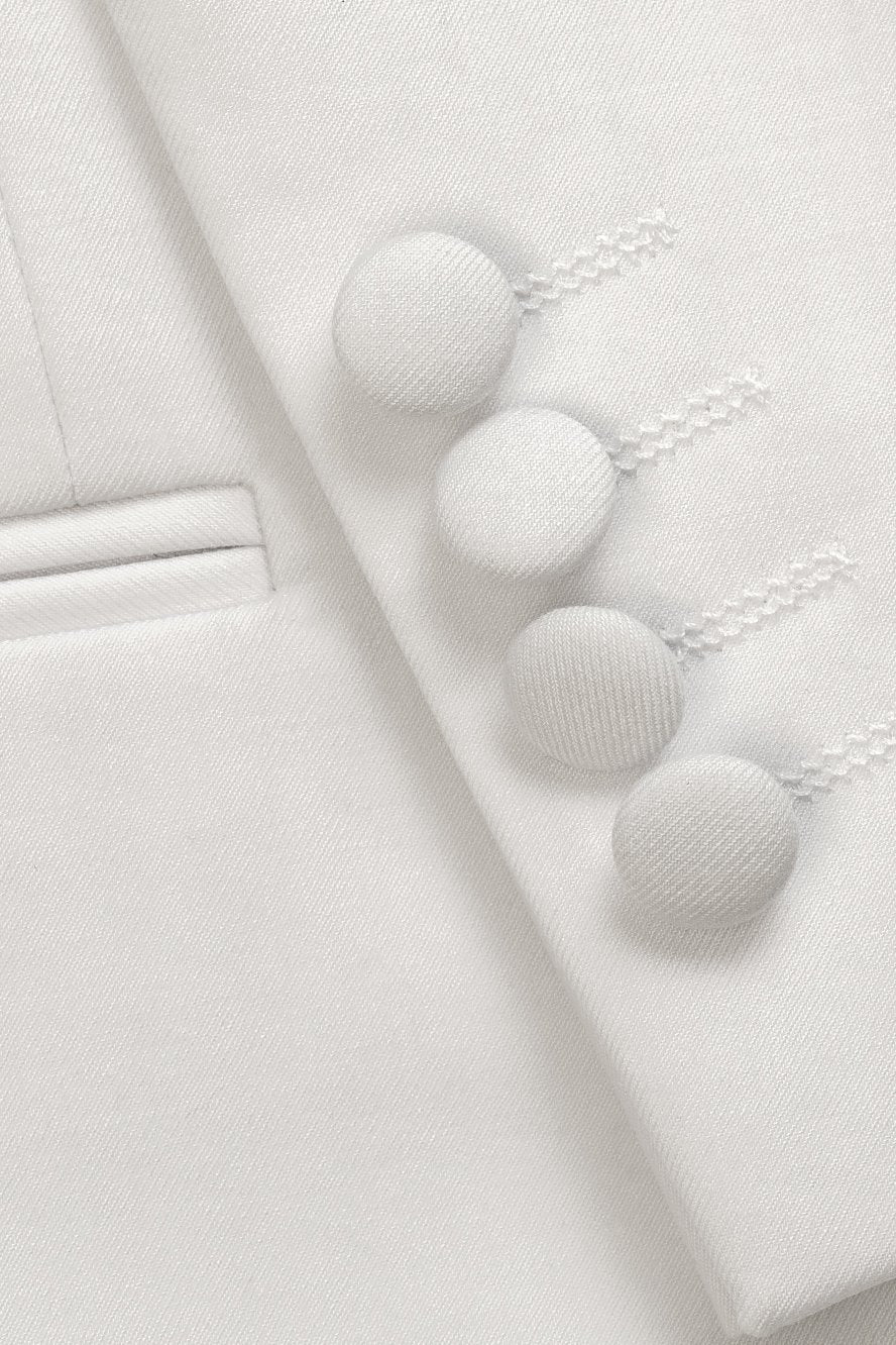 "Xavier" White Tuxedo Jacket - RoshelLuxe.com