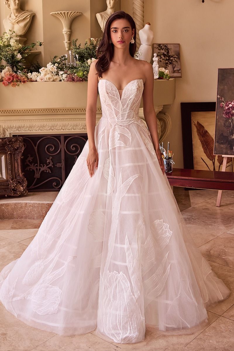 Tullip Sequin Embroidered Wedding Ball Gown - RoshelLuxe.com