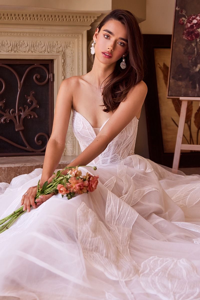 Tullip Sequin Embroidered Wedding Ball Gown - RoshelLuxe.com